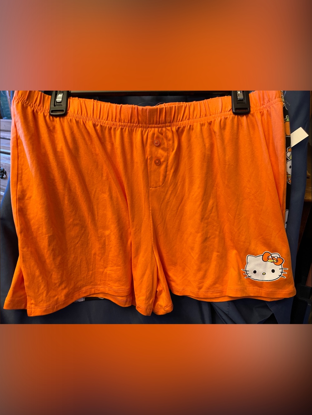 Hello Kitty 2 Pk Orange & Black Women's Sleep Shorts with Halloween Accents